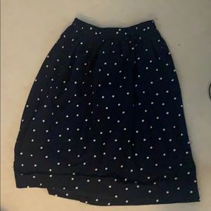 J crew navy polka dot midi skirt